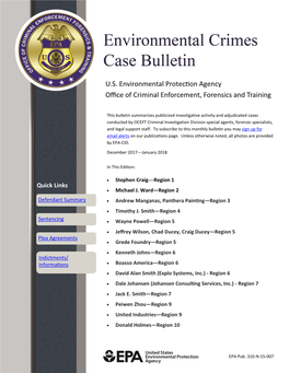 U.S. Environmental Protection Agency Office of Criminal Enforcement, Forensics and Training