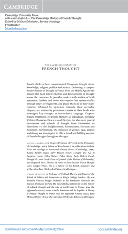 French Thought Edited by Michael Moriarty , Jeremy Jennings Frontmatter More Information