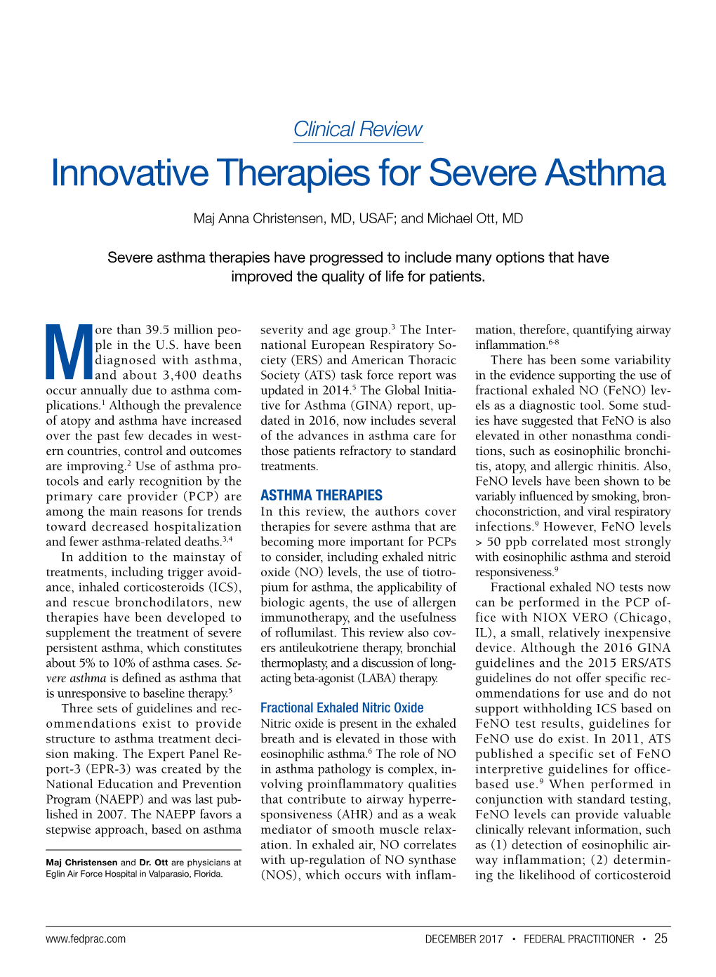 Innovative Therapies for Severe Asthma