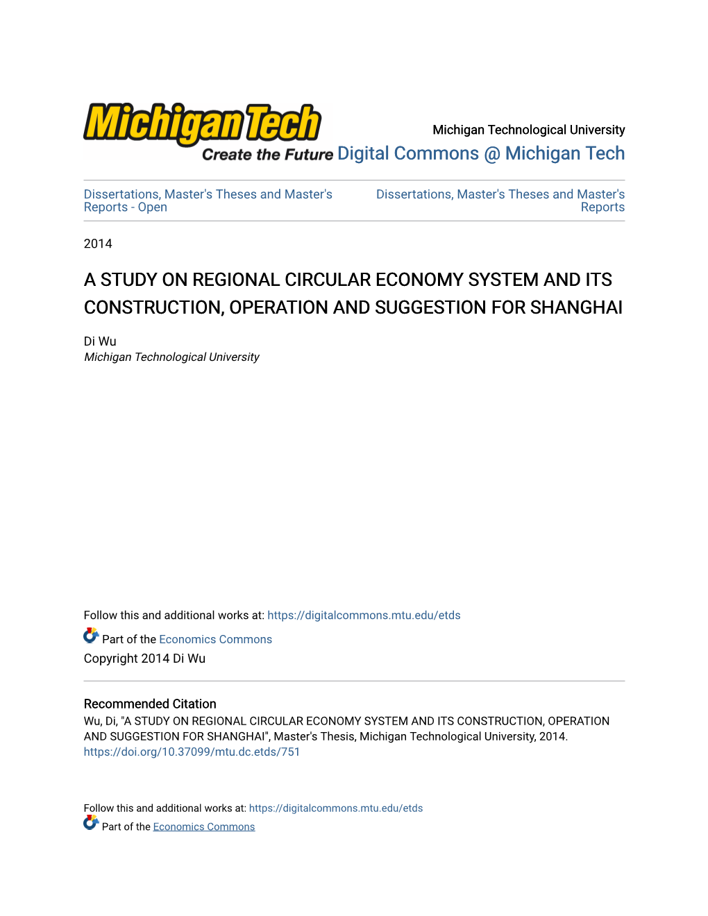 A Study on Regional Circular Economy System and Its Construction, Operation and Suggestion for Shanghai