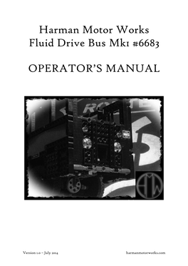 Harman Motor Works Fluid Drive Bus Mk1 #6683 OPERATOR's MANUAL