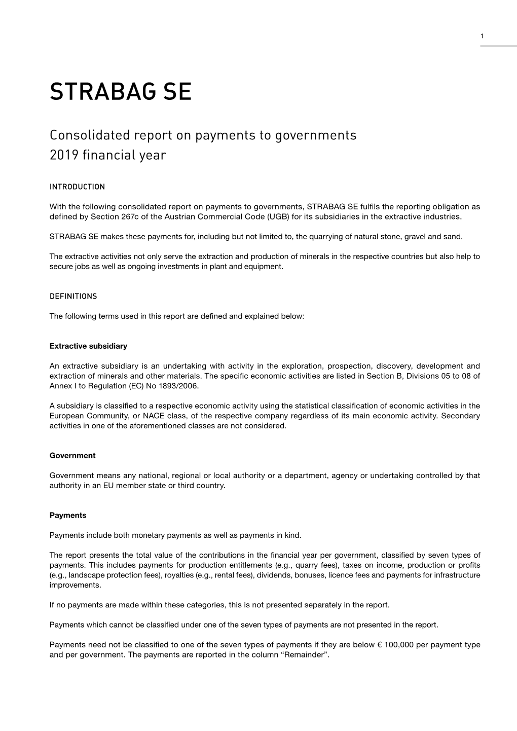 Consolidated Report on Payments to Governments 2019 Financial Year