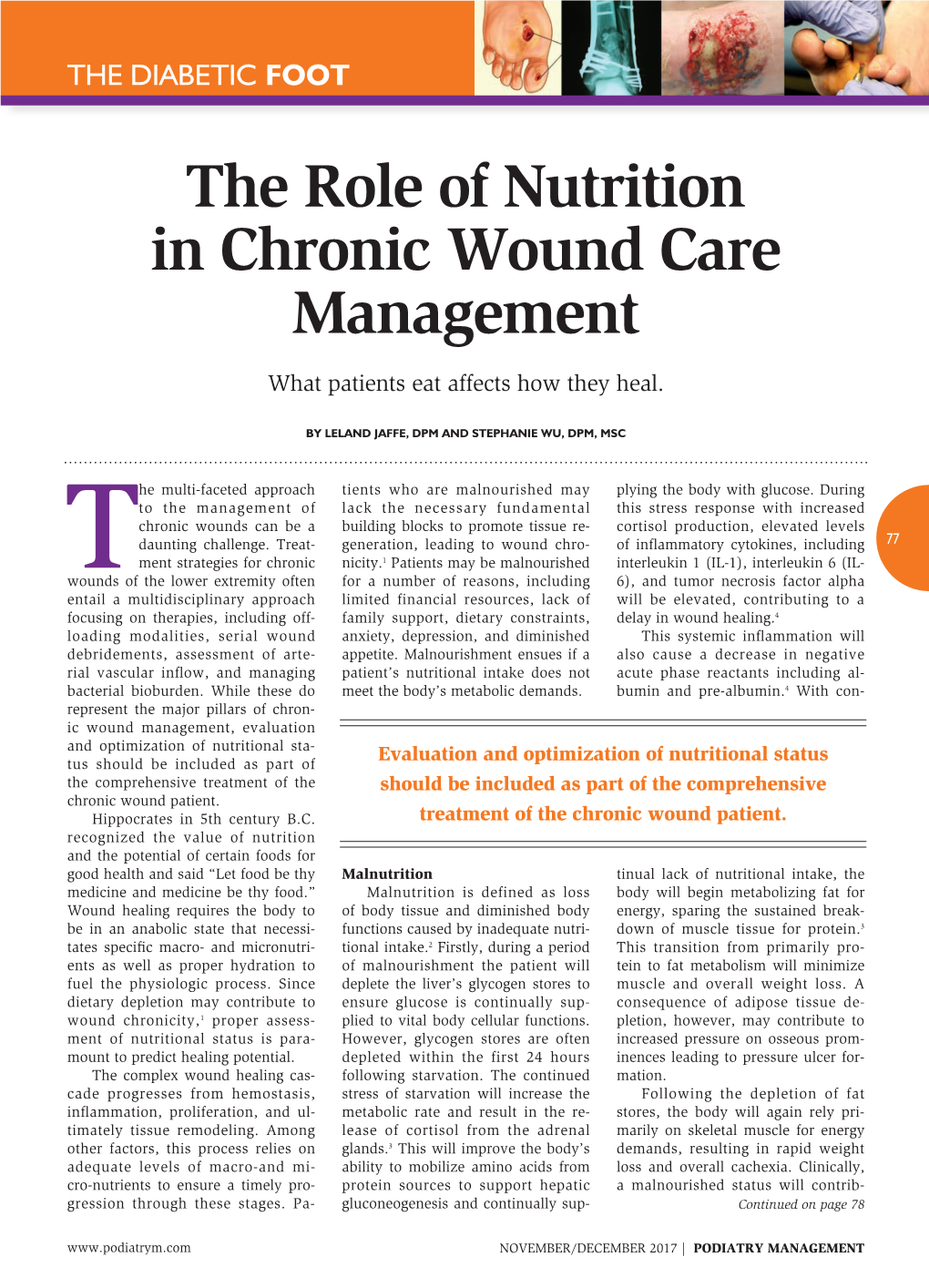 The Role of Nutrition in Chronic Wound Care Management