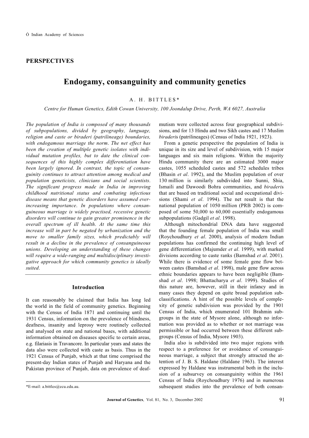 Endogamy, Consanguinity and Community Genetics