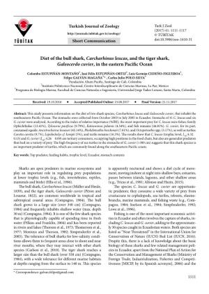 Diet of the Bull Shark, Carcharhinus Leucas, and the Tiger Shark, Galeocerdo Cuvier, in the Eastern Pacific Ocean