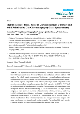 Identification of Floral Scent in Chrysanthemum Cultivars and Wild Relatives by Gas Chromatography-Mass Spectrometry