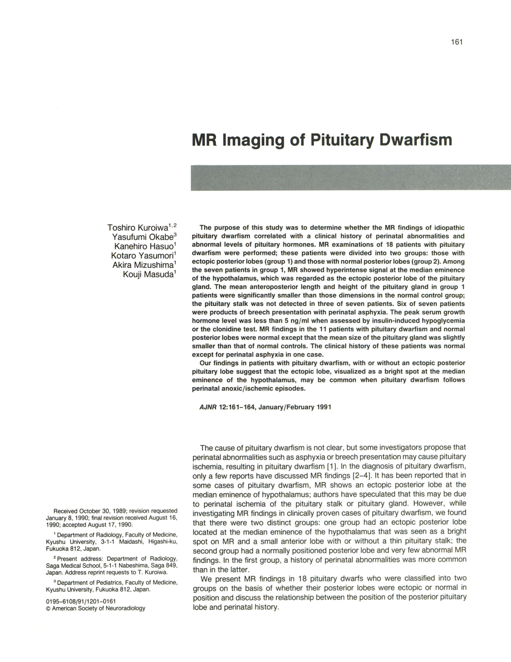 MR Imaging of Pituitary Dwarfism