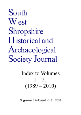 Index to Volumes 1 – 21 (1989 – 2010)
