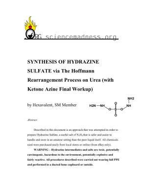 Hydrazine Sulfate Via Ketazine