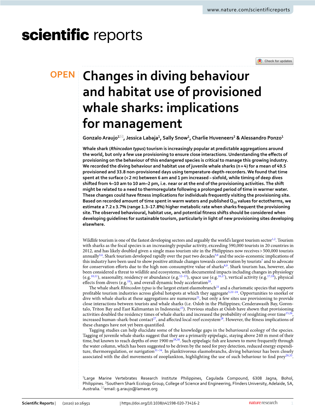 Changes in Diving Behaviour and Habitat Use of Provisioned