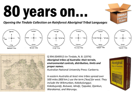Opening the Tindale Collection on Rainforest Aboriginal Tribal Languages