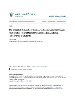 (Stem) Magnet Programs on the Academic Performance of Students