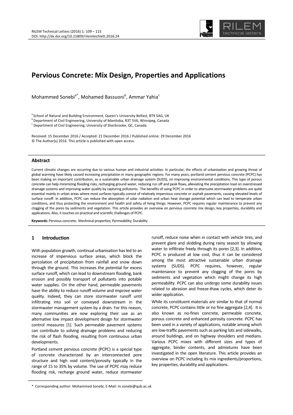 Pervious Concrete: Mix Design, Properties and Applications