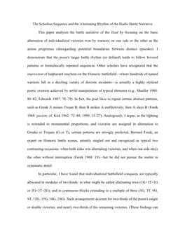 The Schedius-Sequence and the Alternating Rhythm of the Iliadic Battle Narrative