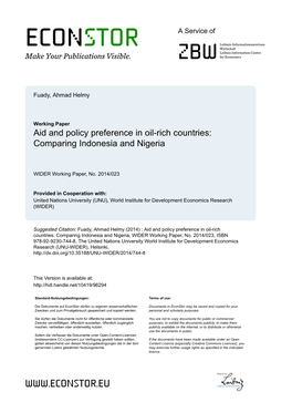 WIDER Working Paper 2014/023 Aid and Policy Preference in Oil-Rich