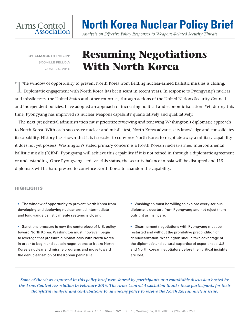 North Korea Nuclear Policy Brief Analysis on Effective Policy Responses to Weapons-Related Security Threats