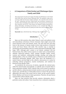 A Comparison of Dede Korkut and Nibelungen Epics