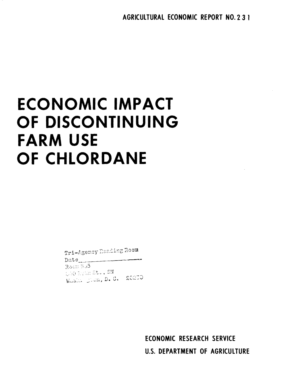 Economic Impact of Discontinuing Farm Use of Chlordane