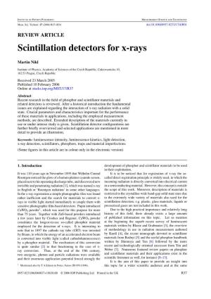 Scintillation Detectors for X-Rays
