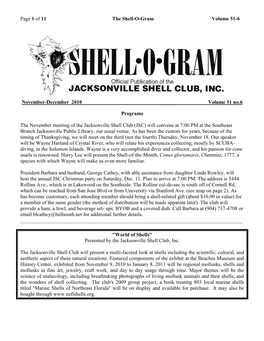 Of 11 the Shell-O-Gram Volume 51-6 November-December 2010