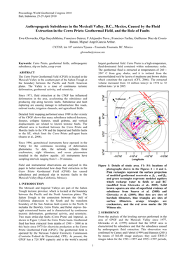 Anthropogenic Subsidence in the Mexicali Valley, B.C., Mexico, Caused by the Fluid Extraction in the Cerro Prieto Geothermal Field, and the Role of Faults