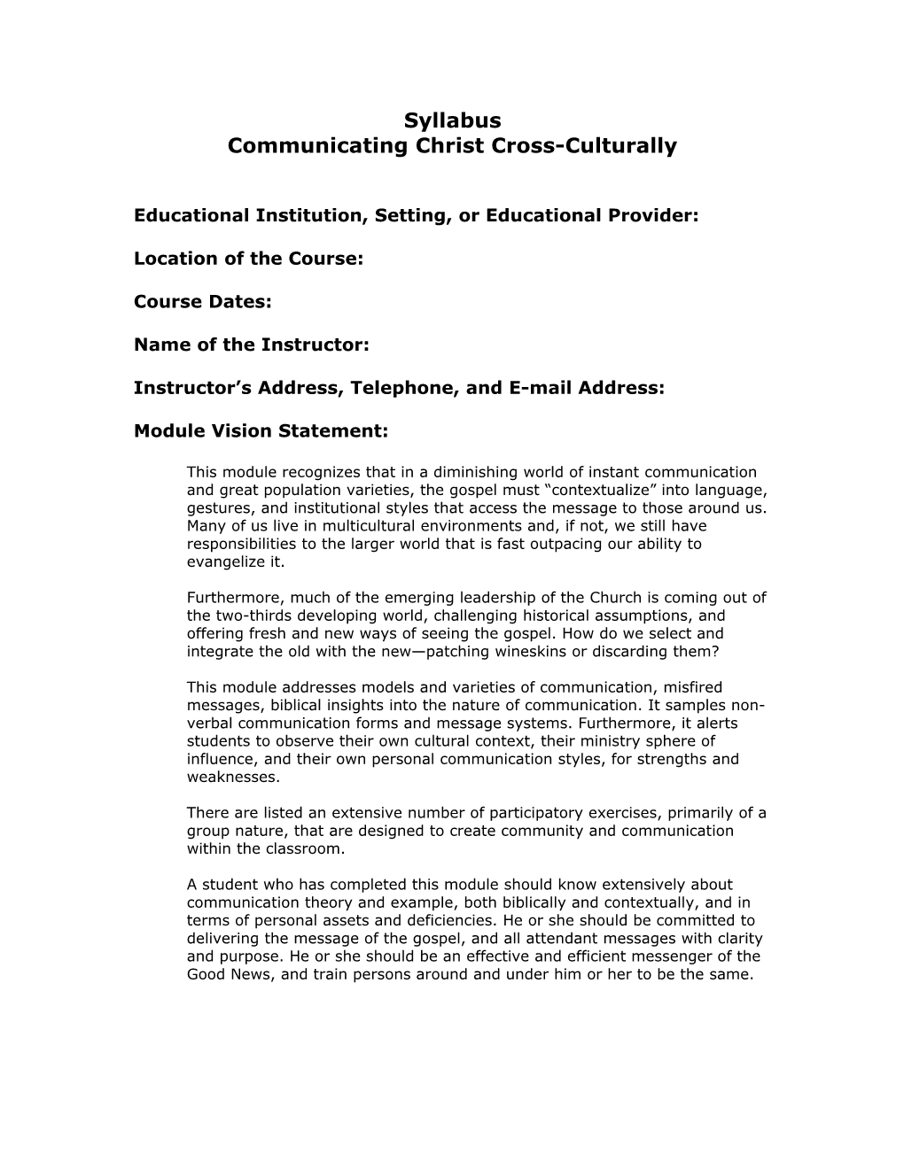 Communicating Christ Cross-Culturally