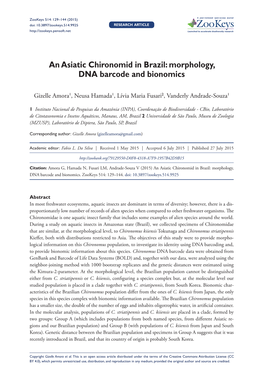 Morphology, DNA Barcode and Bionomics 129 Doi: 10.3897/Zookeys.514.9925 RESEARCH ARTICLE Launched to Accelerate Biodiversity Research