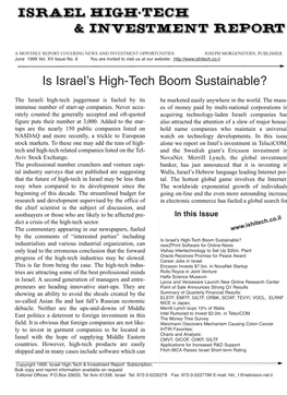 Is Israel's High-Tech Boom Sustainable?