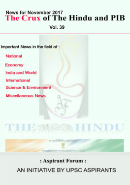 Crux of the Hindu and PIB Vol 39
