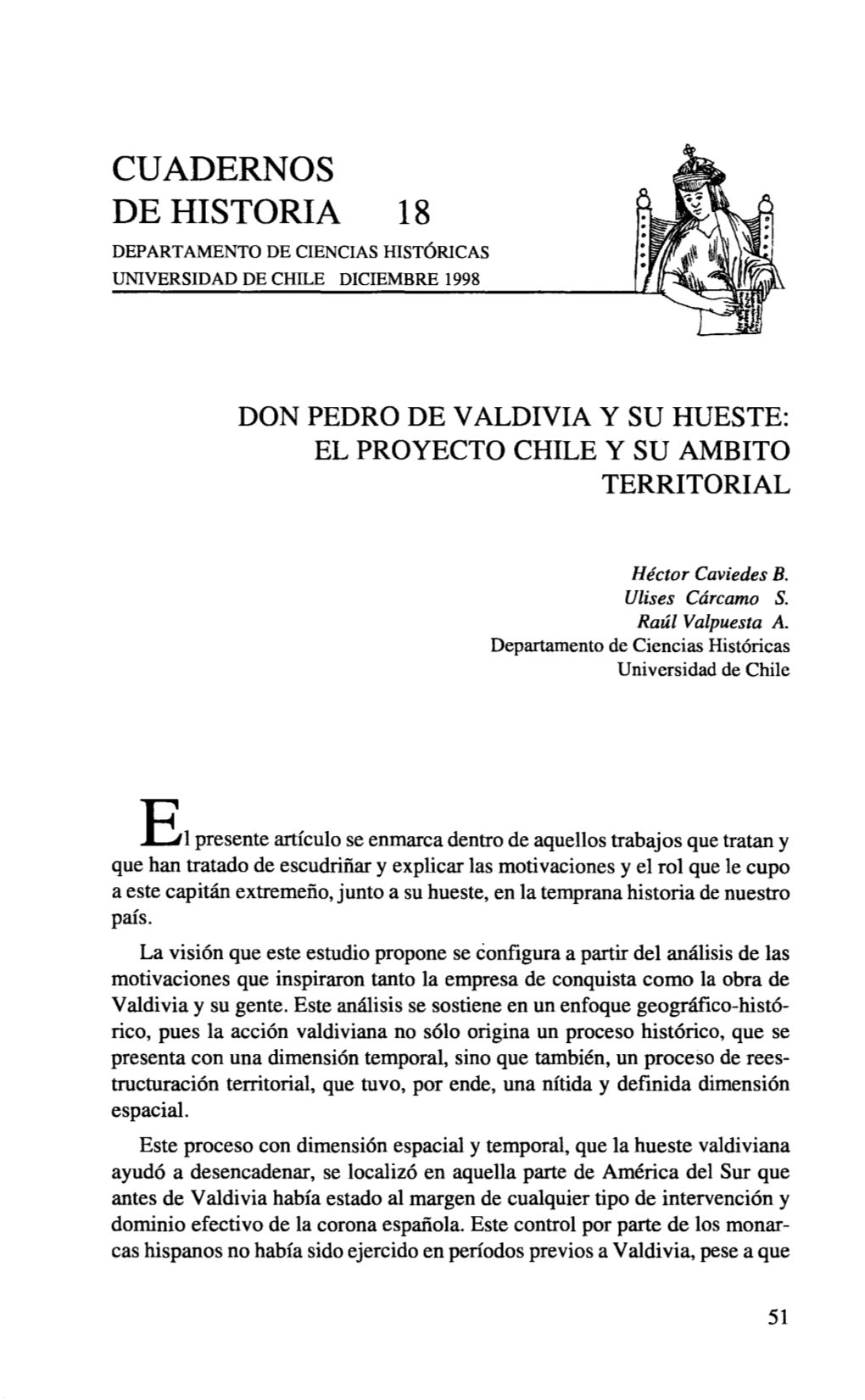 Cuadernos De Historia 18 Departamento De Ciencias Históricas Universidad De Chile Diciembre 1998