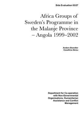 Africa Groups of Sweden's Programme in the Malanje Province