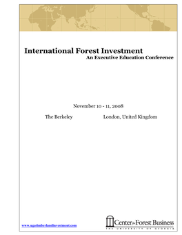 International Forest Investment Notebook Materials