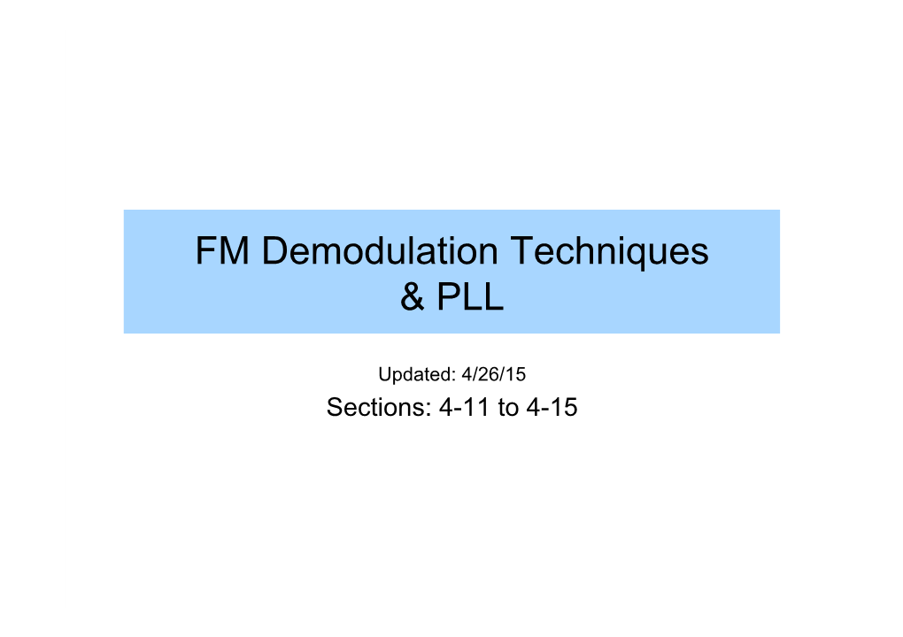 FM Demodulation Techniques &