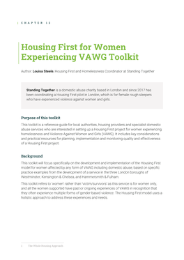 Housing First for Women Experiencing VAWG Toolkit