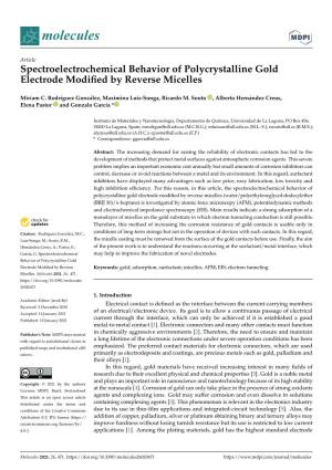 Spectroelectrochemical Behavior of Polycrystalline Gold Electrode Modified by Reverse Micelles
