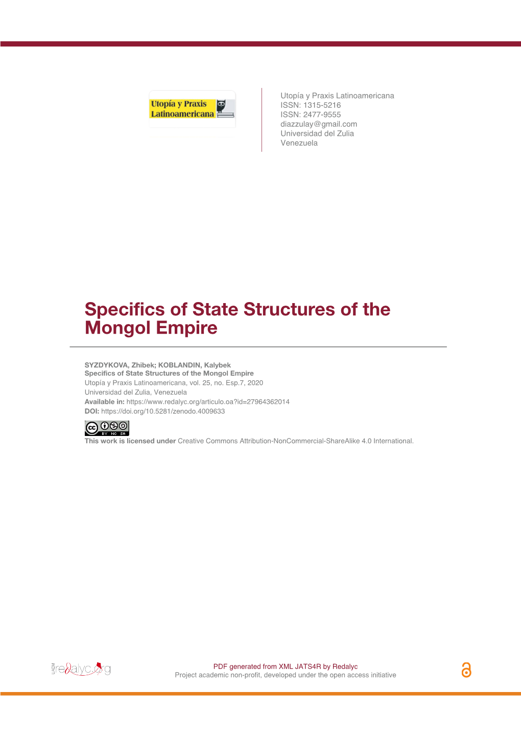 Specifics of State Structures of the Mongol Empire