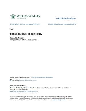 Reinhold Niebuhr on Democracy