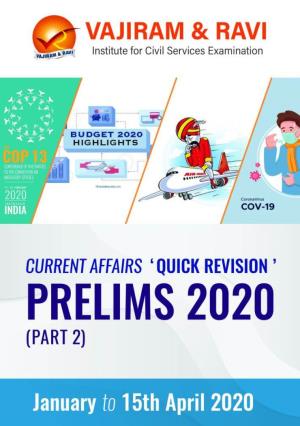 Quick Revision for Prelims 2020 - Current Affairs (January to 15Th April 2020) Page 1