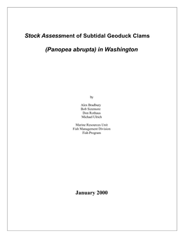 Stock Assessment of Subtidal Geoduck Clams