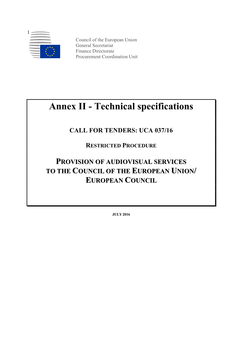 Annex II - Technical Specifications