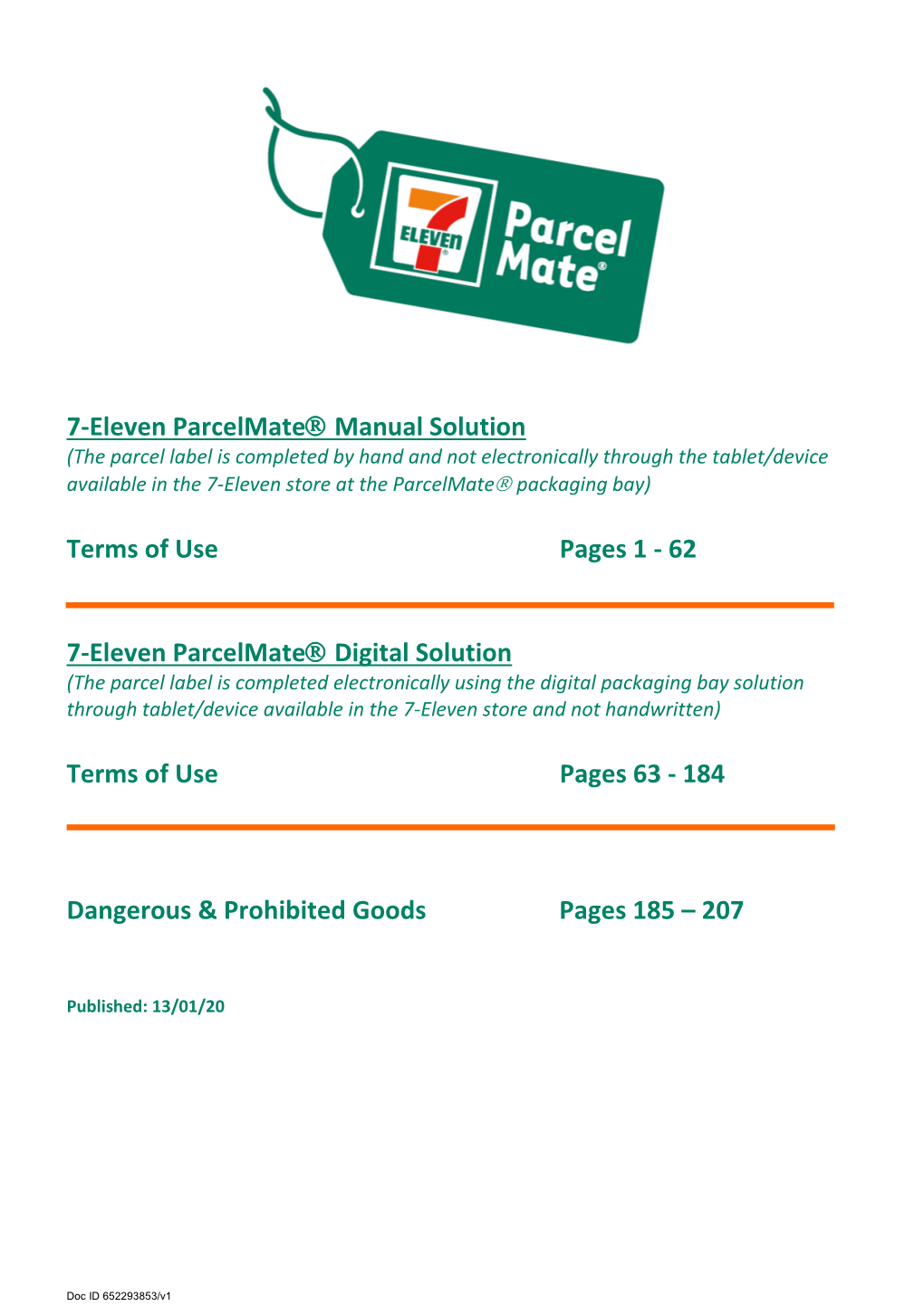 7-Eleven Parcelmate® Manual Solution Terms of Use Pages 1