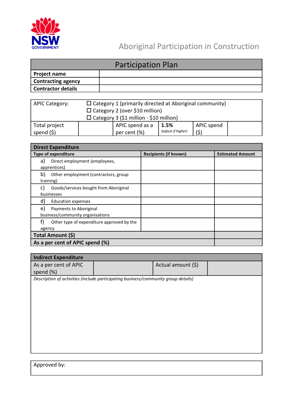 Aboriginal Participation in Construction Participation Plan