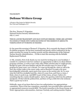 Defense Writers Group