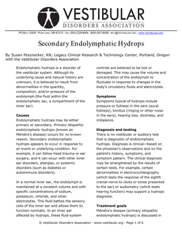 Secondary Endolymphatic Hydrops