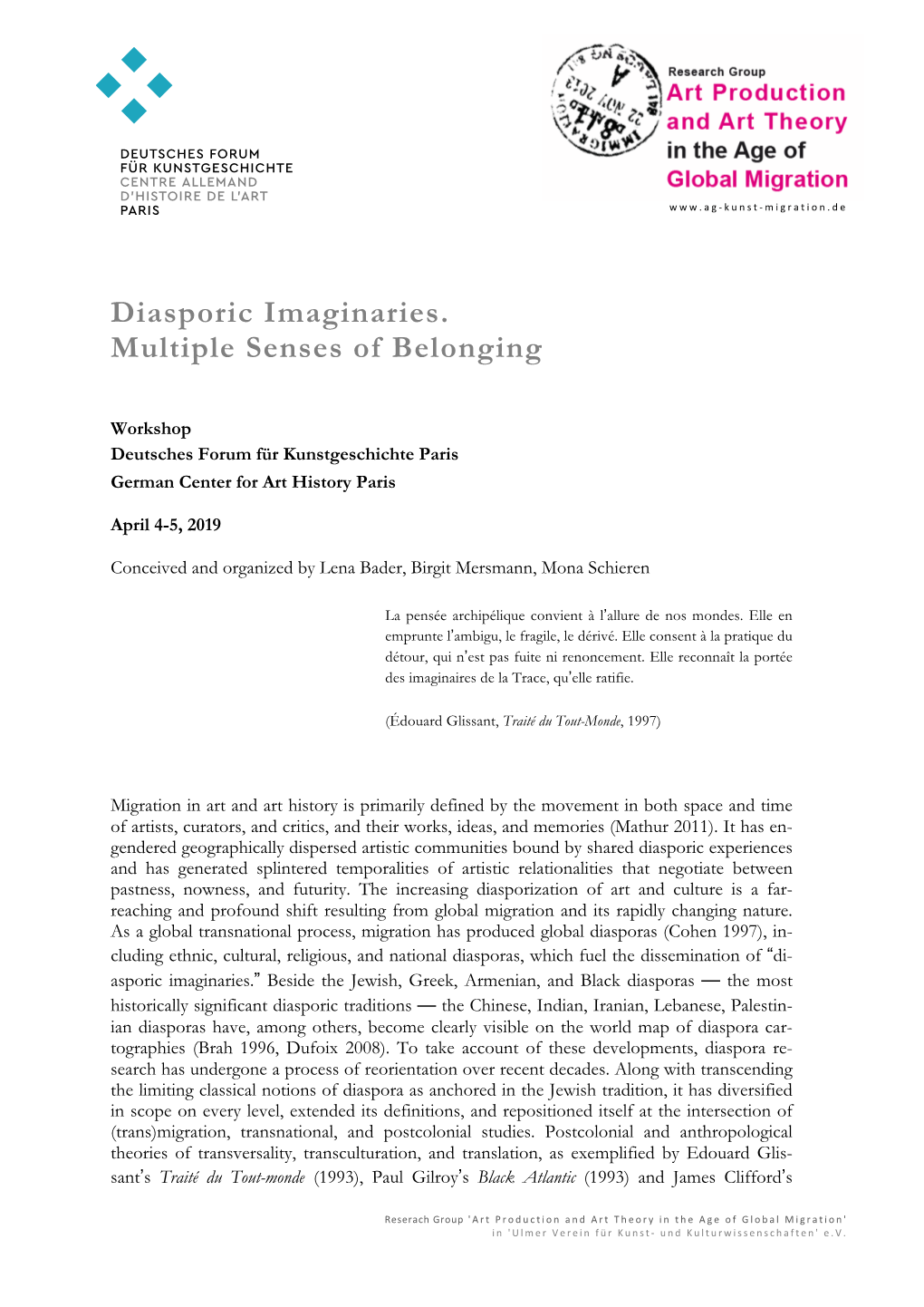 Diasporic Imaginaries. Multiple Senses of Belonging