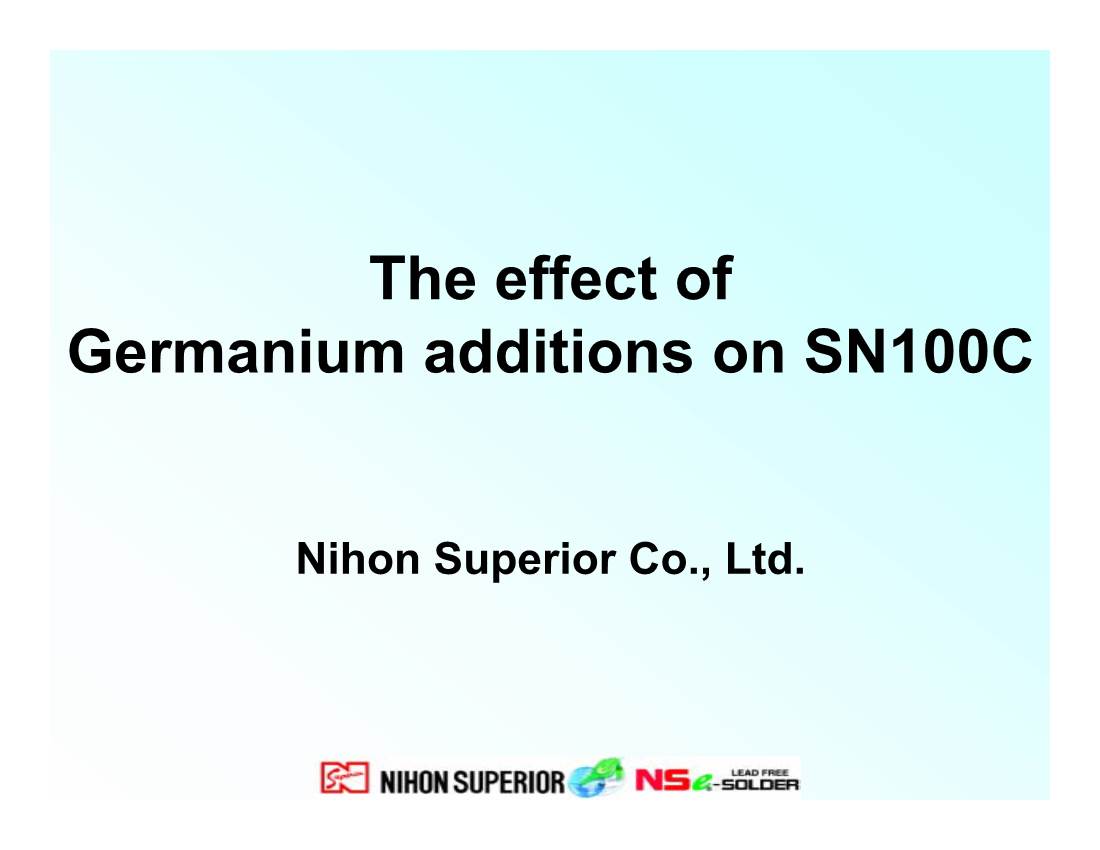 The Effect of Germanium Additions on SN100C