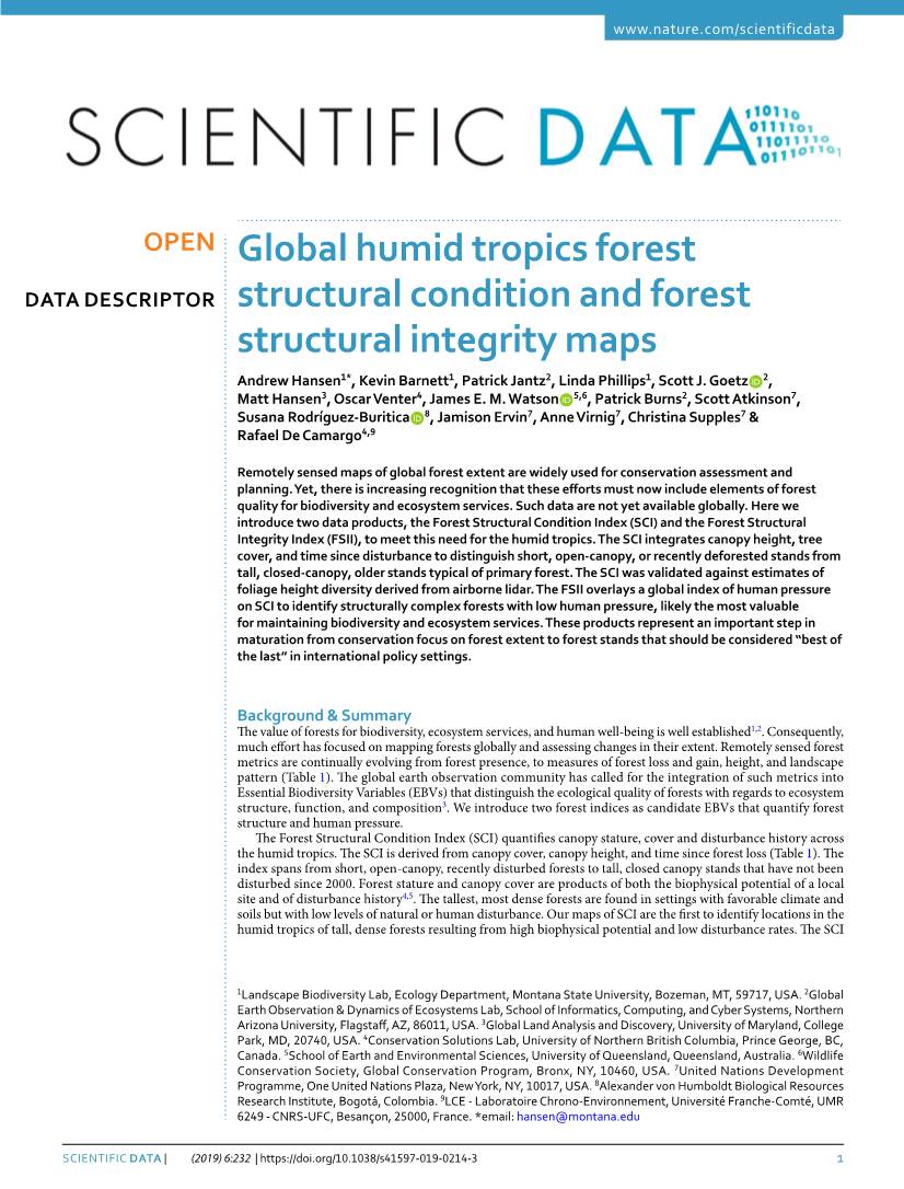 Global Humid Tropics Forest Structural Condition and Forest Structural Integrity Maps