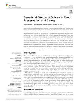 Beneficial Effects of Spices in Food Preservation and Safety