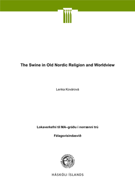 The Swine in Old Nordic Religion and Worldview