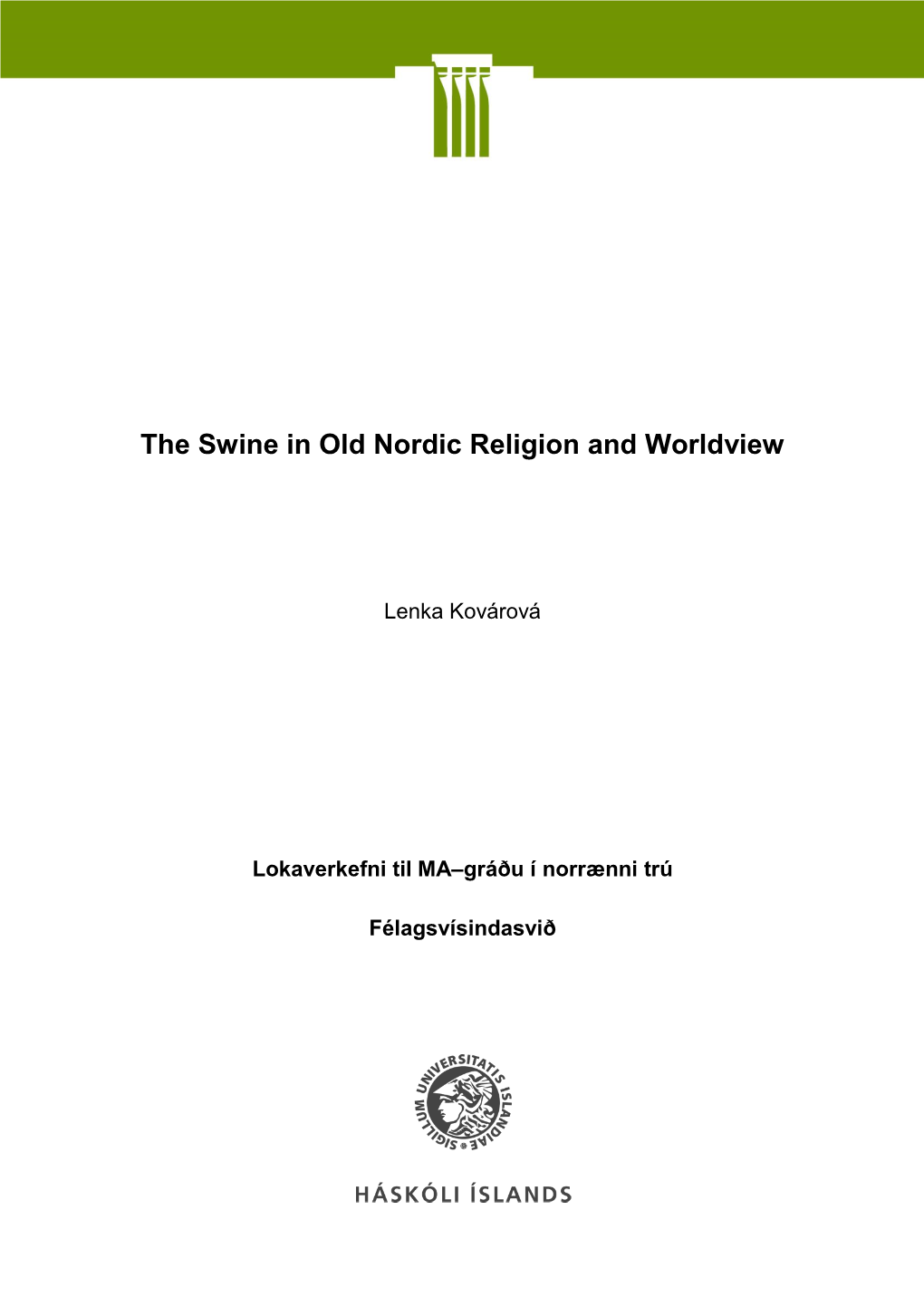 The Swine in Old Nordic Religion and Worldview